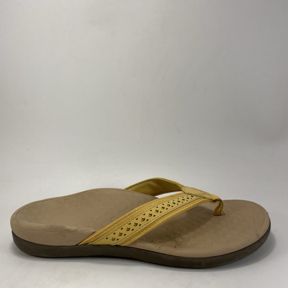 Vionic Sally Flip Flop Sandals Yellow Tan Womens Size 7 Orthopedic Arch Support